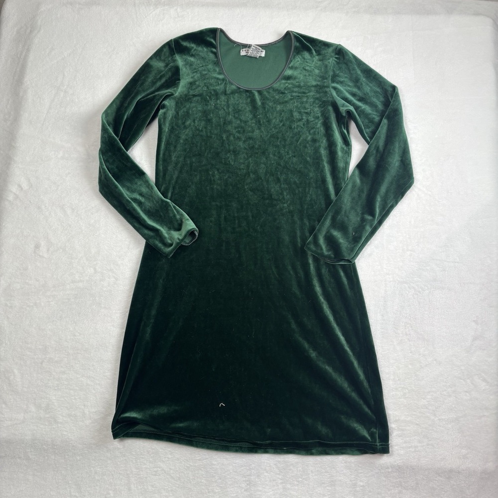 Sostanza Green Long‎ Sleeve Velvet Velour Dress Women's Small